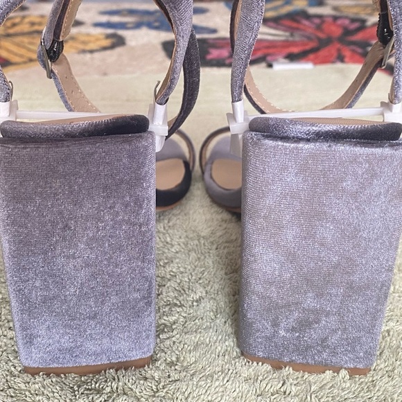 Mode Collective BLOCK PARTY SANDAL Open Toe Heels Velvet Gray 37 - Picture 11 of 15